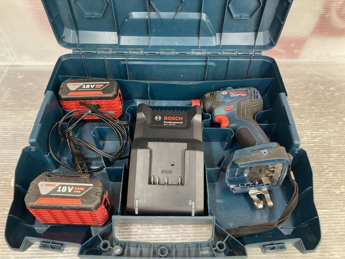 ボッシュ GDX18V-200 インパクトドライバ― 充電器 18V 4.0Ahバッテリー×2 ケース付き やや異音あり