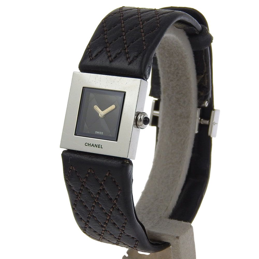 CHANEL シャネル マトラッセ H 0116 ステンレススチール×レザー クオーツ アナログ表示 レディース 黒文字盤 腕時計
