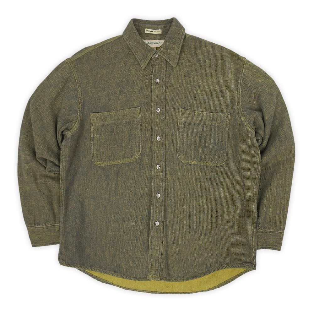 セントジョンズベイ ST JOHN S BAY 90s 90年代 ヘビーネルシャツ BIG MAC FLANNEL アメリカ製 MADE IN USA 単色 ヴィンテージ 古着 メンズ シャツ チャコール イエロー L