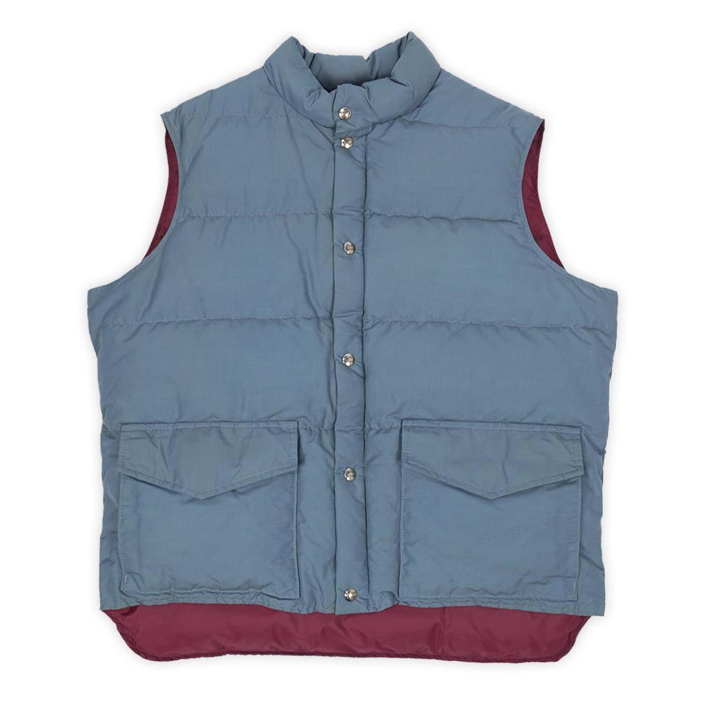 ウールリッチ WOOLRICH 70s 70年代 ダウンベスト 60 40 ロクヨンクロス 白タグ USA ヴィンテージ アメリカ 古着 メンズ ベスト ジレ ブルーグレー バーガンディ XL