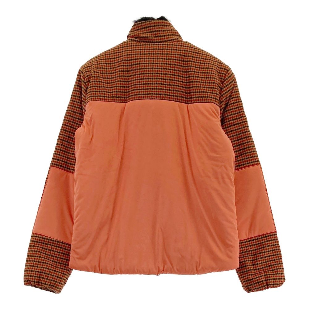 サイズ 2 DANCE WITH DRAGON ダンスウィズドラゴン 中綿 長袖ジップジャケット ワッペン 千鳥柄 オレンジ系 ゴルフウェア レディース ストスト