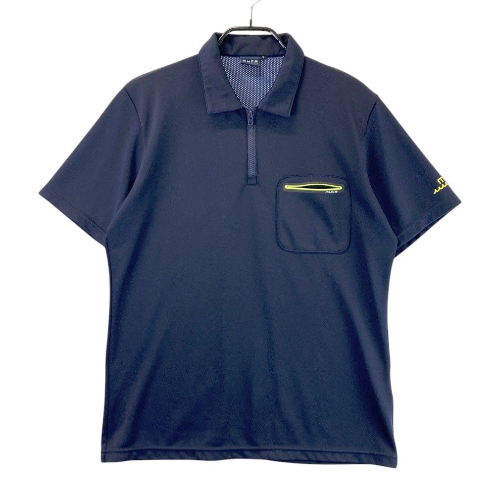 サイズ 7 MUTA MARINE ムータマリン ハーフジップ半袖ポロシャツ メッシュ切替 ネイビー系 240101517732 ゴルフウェア メンズ ストスト