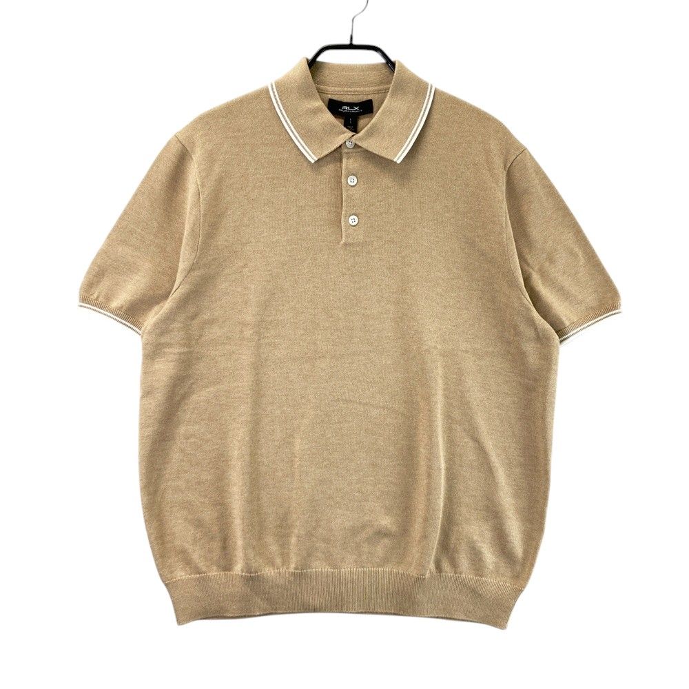 サイズ L RLX ラルフローレン ニット 半袖ポロシャツ ベージュ系 ゴルフウェア メンズ ストスト