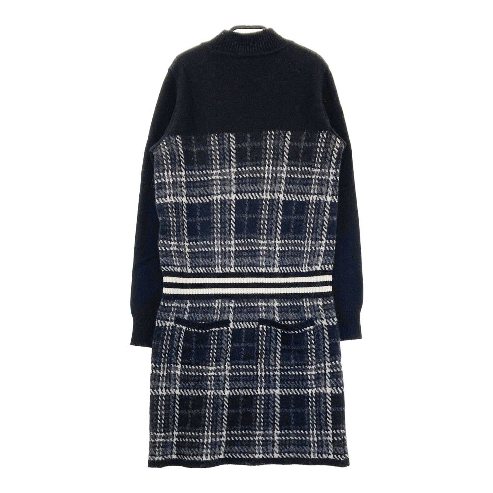 サイズ 2 DANCE WITH DRAGON ダンスウィズドラゴン ウール混 ニット 長袖ワンピース チビドラ スパンコール刺 ブラック系 ゴルフウェア レディース ストスト