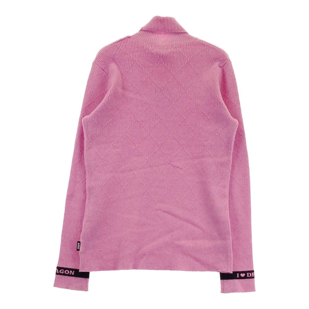サイズ 2 DANCE WITH DRAGON ダンスウィズドラゴン タートルネック ニットセーター チビドラ ピンク系 ゴルフウェア レディース ストスト