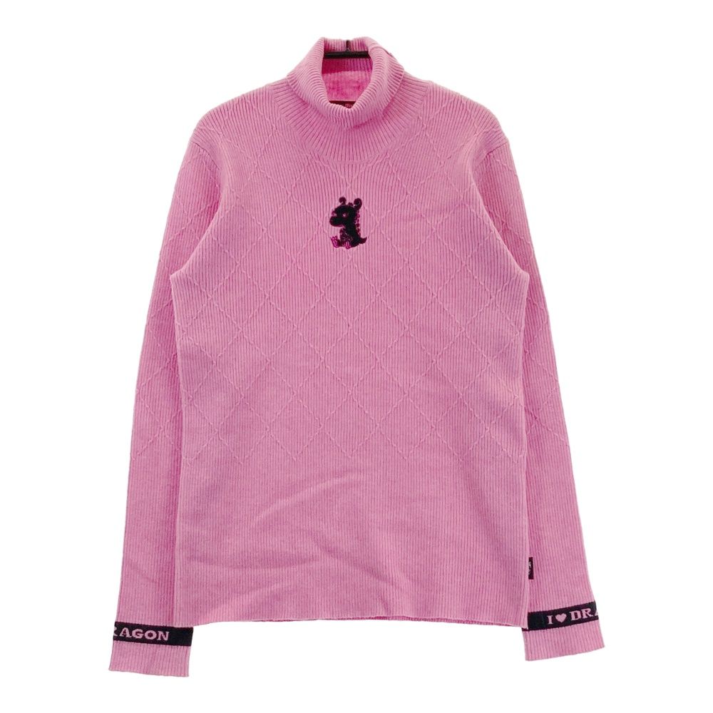 サイズ 2 DANCE WITH DRAGON ダンスウィズドラゴン タートルネック ニットセーター チビドラ ピンク系 240101559808 ゴルフウェア レディース ストスト