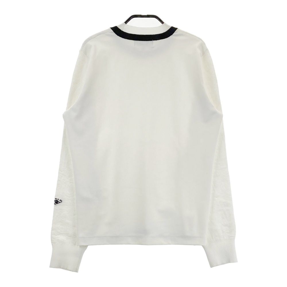 サイズ 2 DANCE WITH DRAGON ダンスウィズドラゴン ニットセーター ロゴ 総柄 ホワイト系 ゴルフウェア レディース ストスト