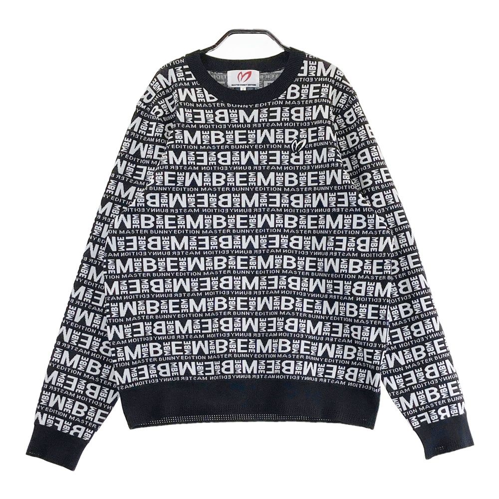 サイズ 5 MASTER BUNNY EDITION マスターバニーエディション 長袖ニットセーター MBE 総柄 ブラック系 240101560070 ゴルフウェア メンズ ストスト