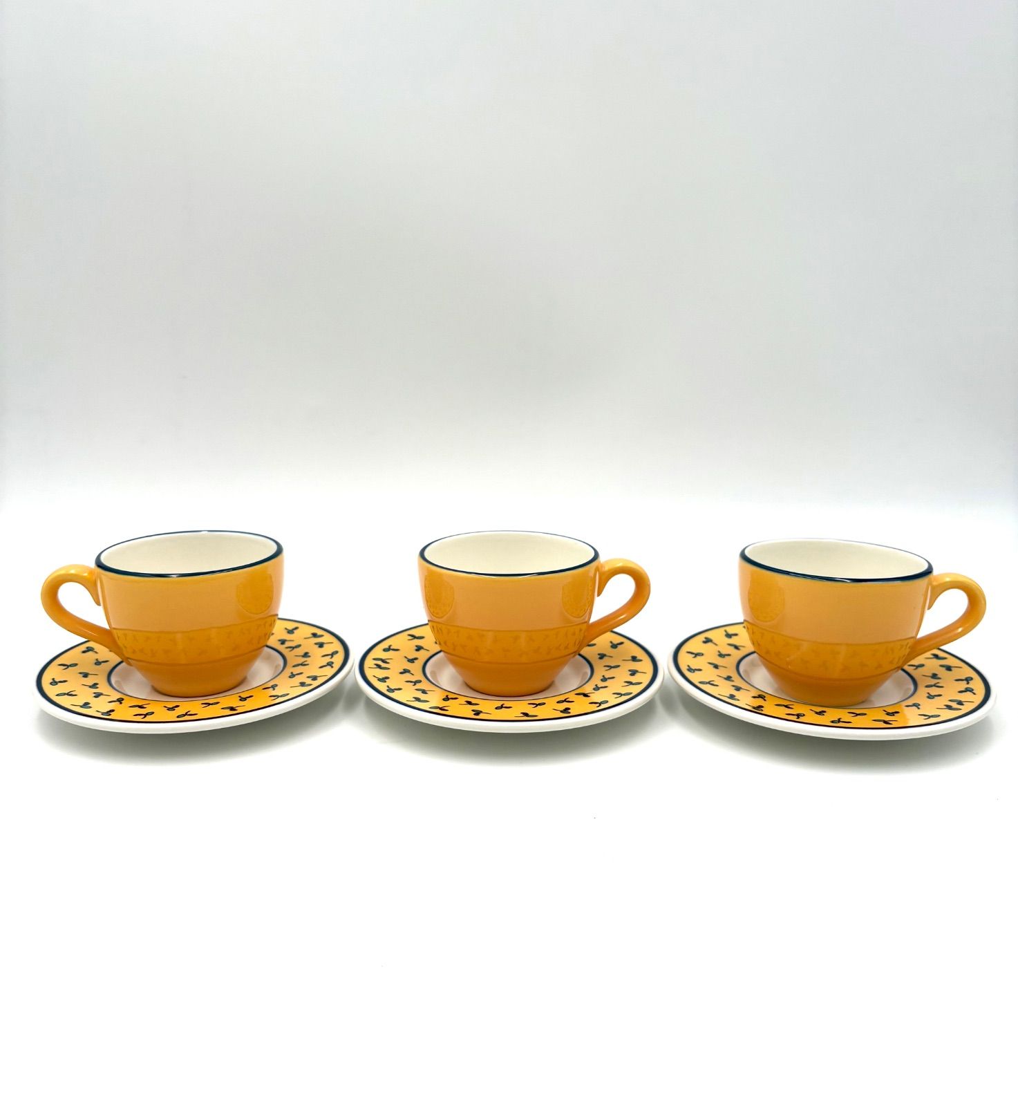Quadrifoglio Qud25 クアドリフォグリオ QUD25 ブルー オリーブイエロー イタリア製 デミタスカップ-ソーサー 6客セット