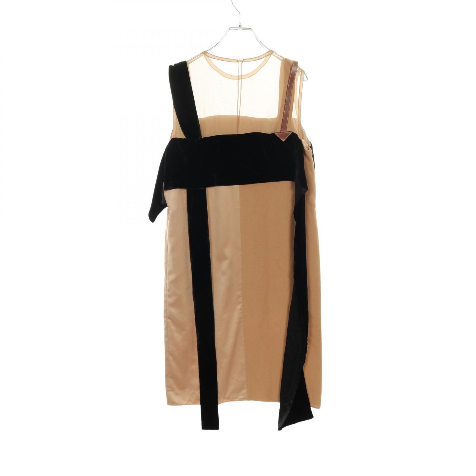 バーバリー ワンピース 4560687 ベージュ シルク レザー ドレス 19 AW レディース A