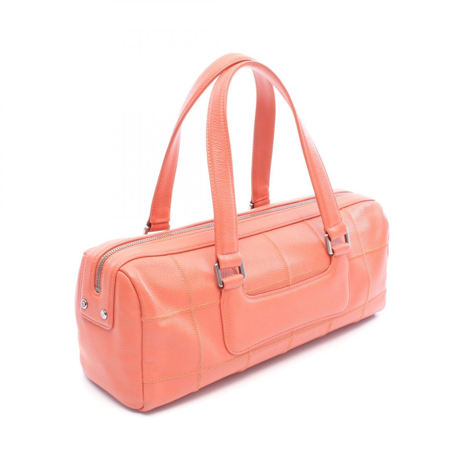 シャネル CHANEL ボストンバッグ チョコバー ダークオレンジ レザー チョコバー ボストンバッグ レディース Used A