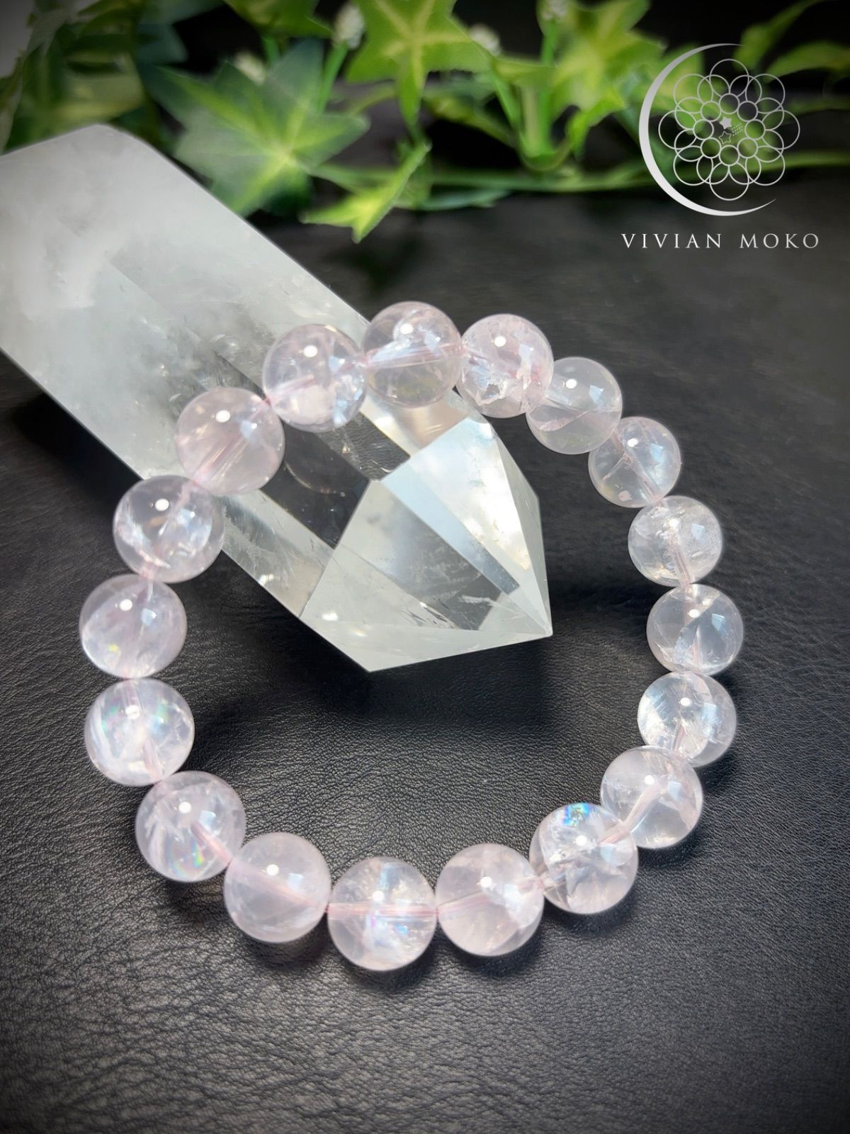 【新品未使用/鑑別書付き】即購入可✨透明度抜群✨大玉クンツァイトブレスレット クンツァイト（リチア輝石、スポジュメン）ブレスレット - 埼玉県吉川