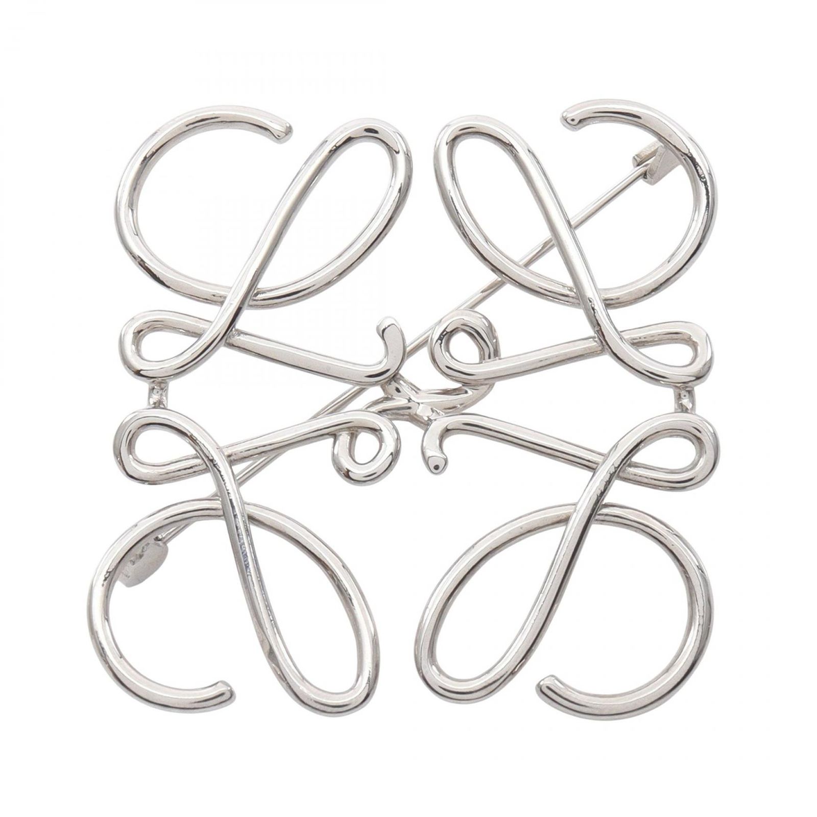 ロエベ LOEWE ブローチ アナグラム シルバー ステンレススチール アナグラム ブローチ レディース Used A