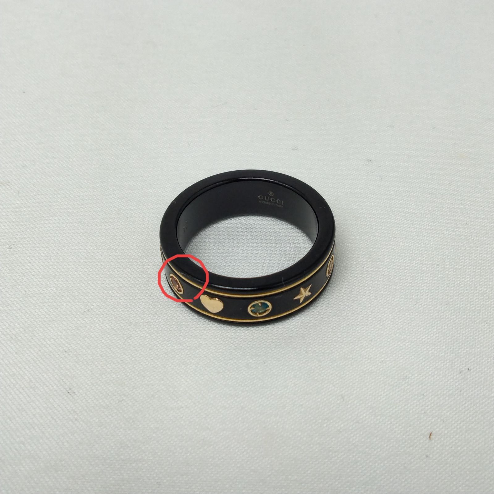 ✨️GUCCI✨️グッチ アイコンリング 750YG/ブラックシンセティック 