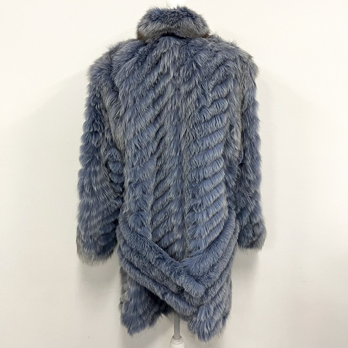 フォックス 毛皮 コート ブルー パープル ミドル丈 KETMI