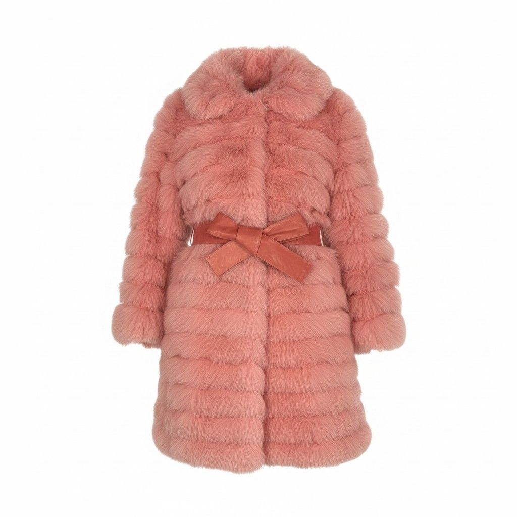 27k14 超 染めフォックスファー 超ロングコート 102cm ピンク 最 本毛皮 FOX FUR リアルファーt18r