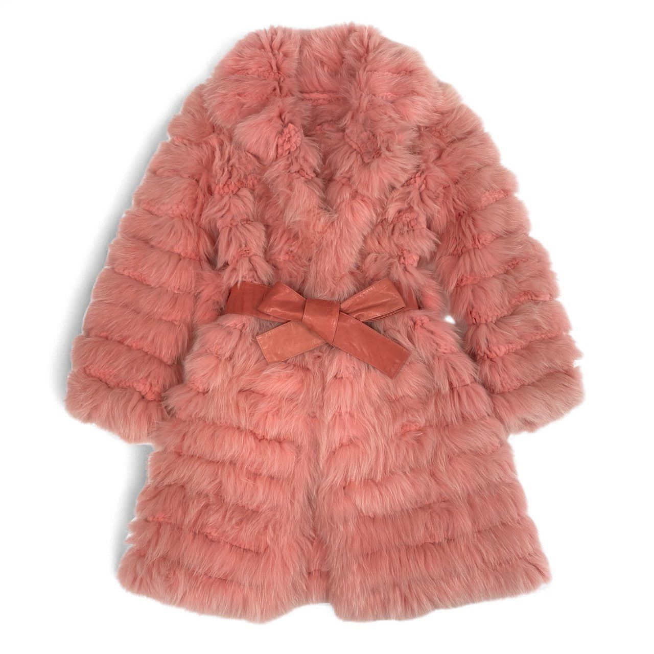 27k14 超 染めフォックスファー 超ロングコート 102cm ピンク 最 本毛皮 FOX FUR リアルファーt18r