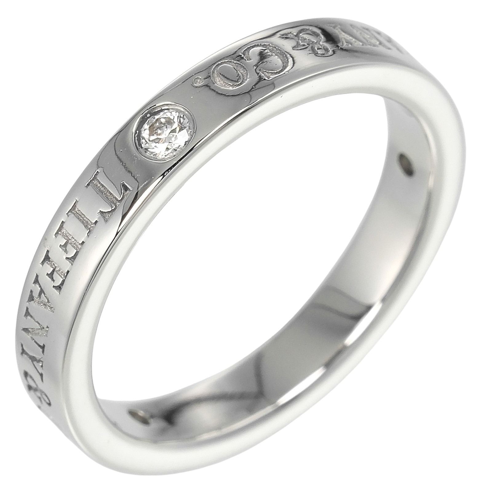 TIFFANY-Co. ティファニー フラットバンド Pt950プラチナ×3Pダイヤモンド 6.5号 レディース 4.6g リング 指輪