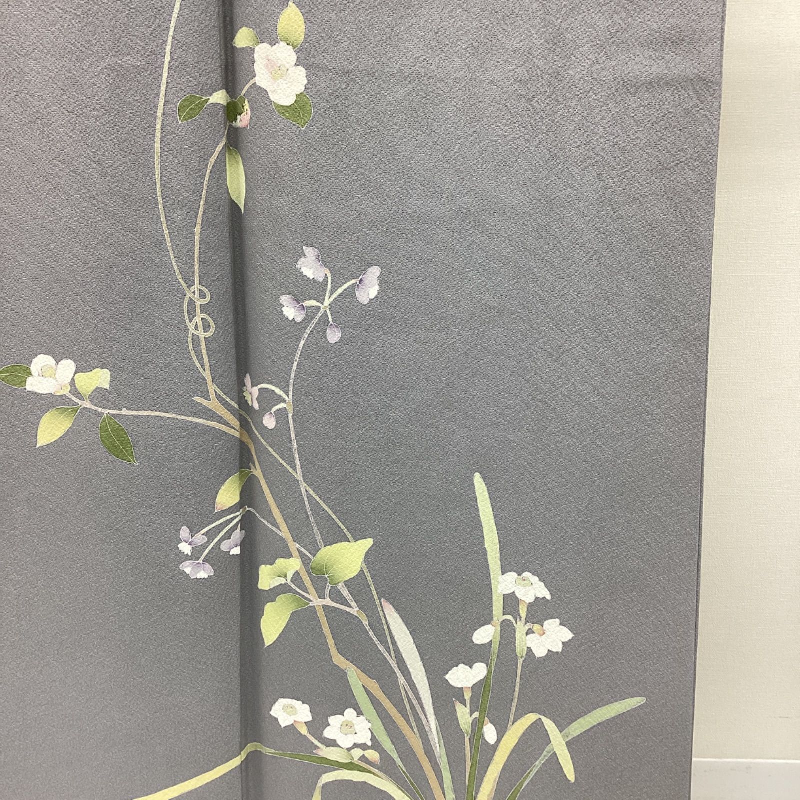 中古品 袷着物 付け下げ 縫紋 落款 加賀友禅 ワイドサイズ 正絹R25