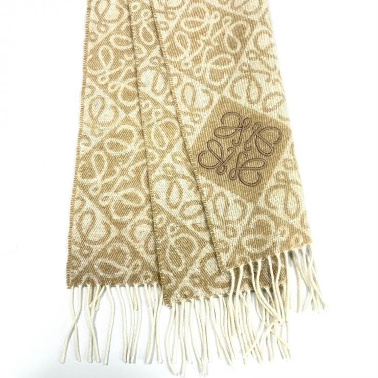 LOEWE アナグラム ベージュ マフラー スカーフ 鑑定済み 正規品 ロエベ