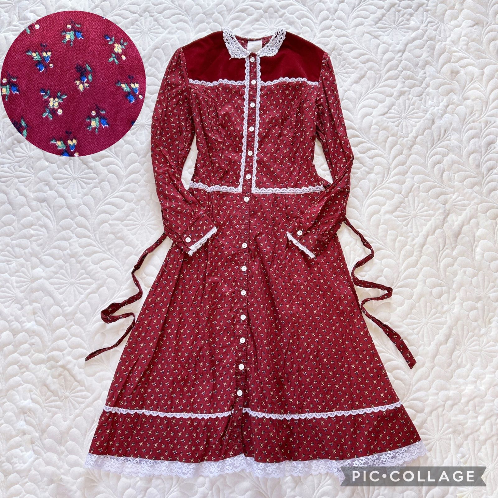 70s GUNNE SAX キッズ 花柄 レース ロング ワンピース ドレス 70s GUNNE SAX キッズ 花柄 レース ロング ワンピース ドレス