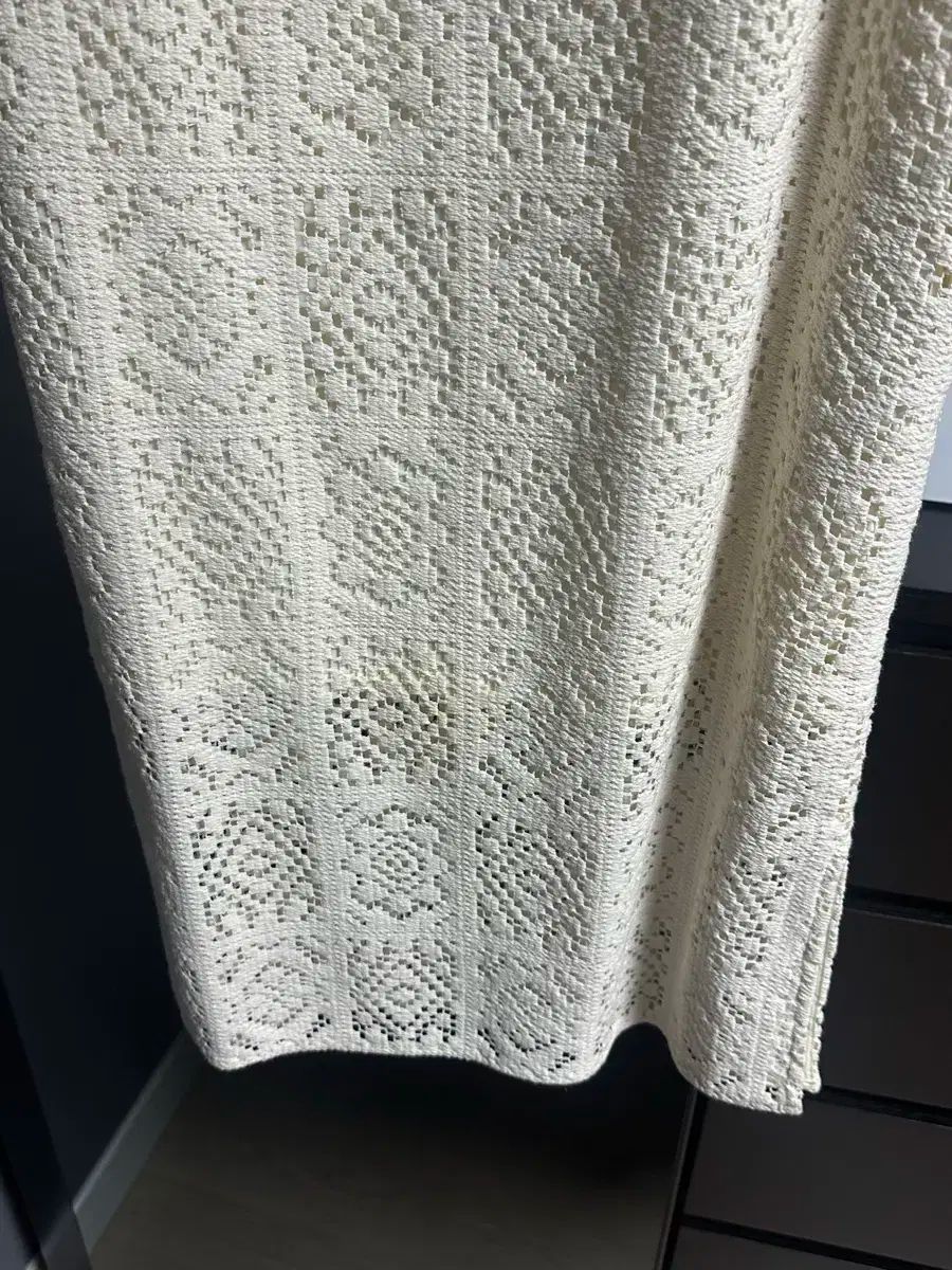  AMOMENTO クロシェドレス 長袖 七分袖 ひざ丈ワンピース