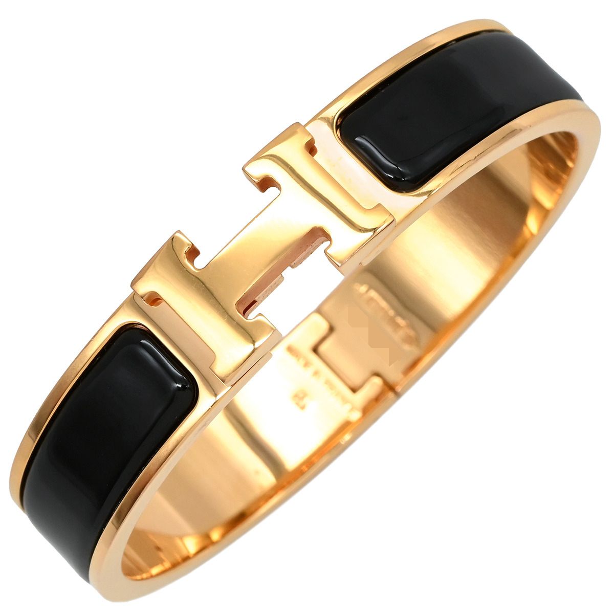 エルメス HERMES ブレスレット クリックH PM GP エナメル ブラック×ゴールド Hブレス