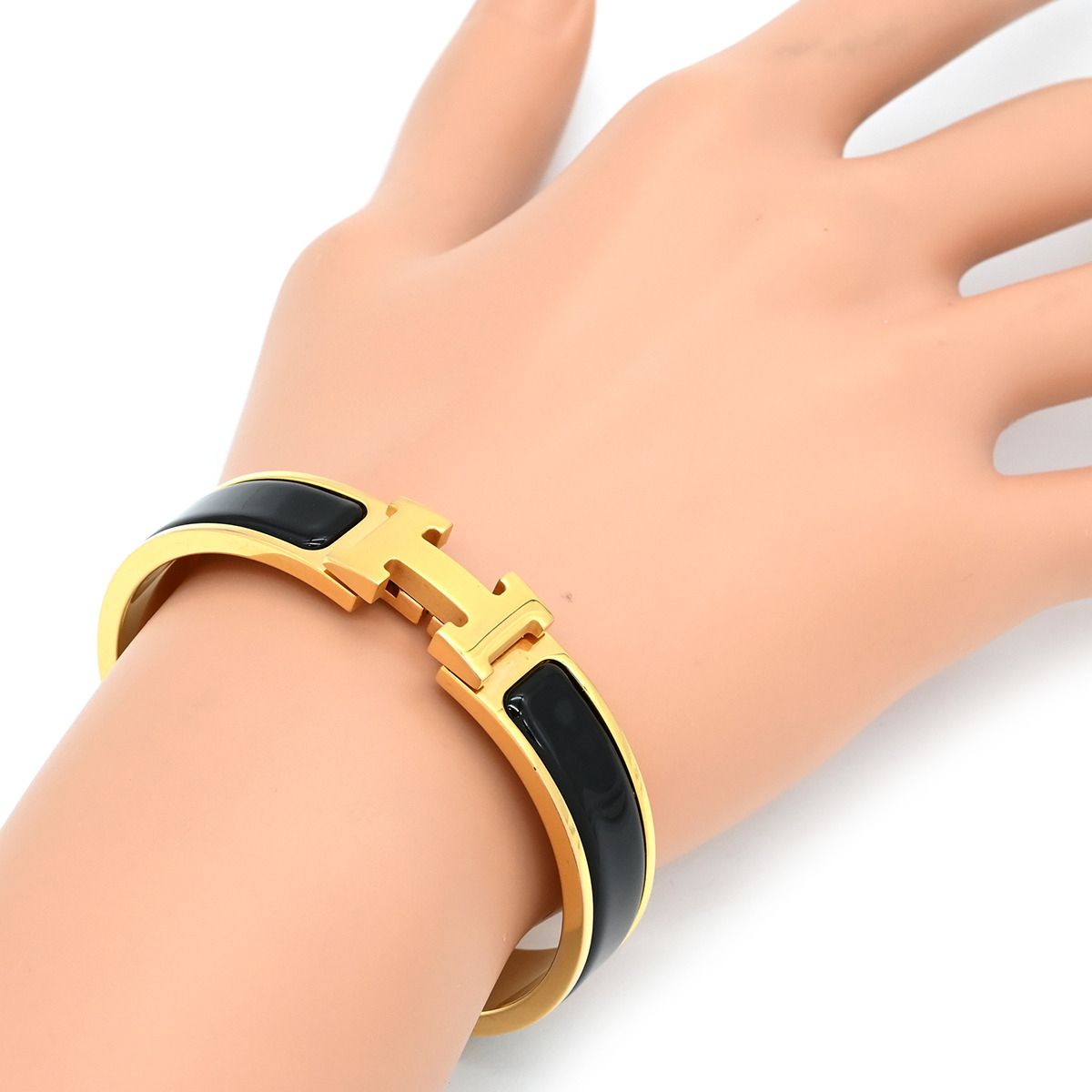 エルメス HERMES ブレスレット クリックH PM GP エナメル ブラック