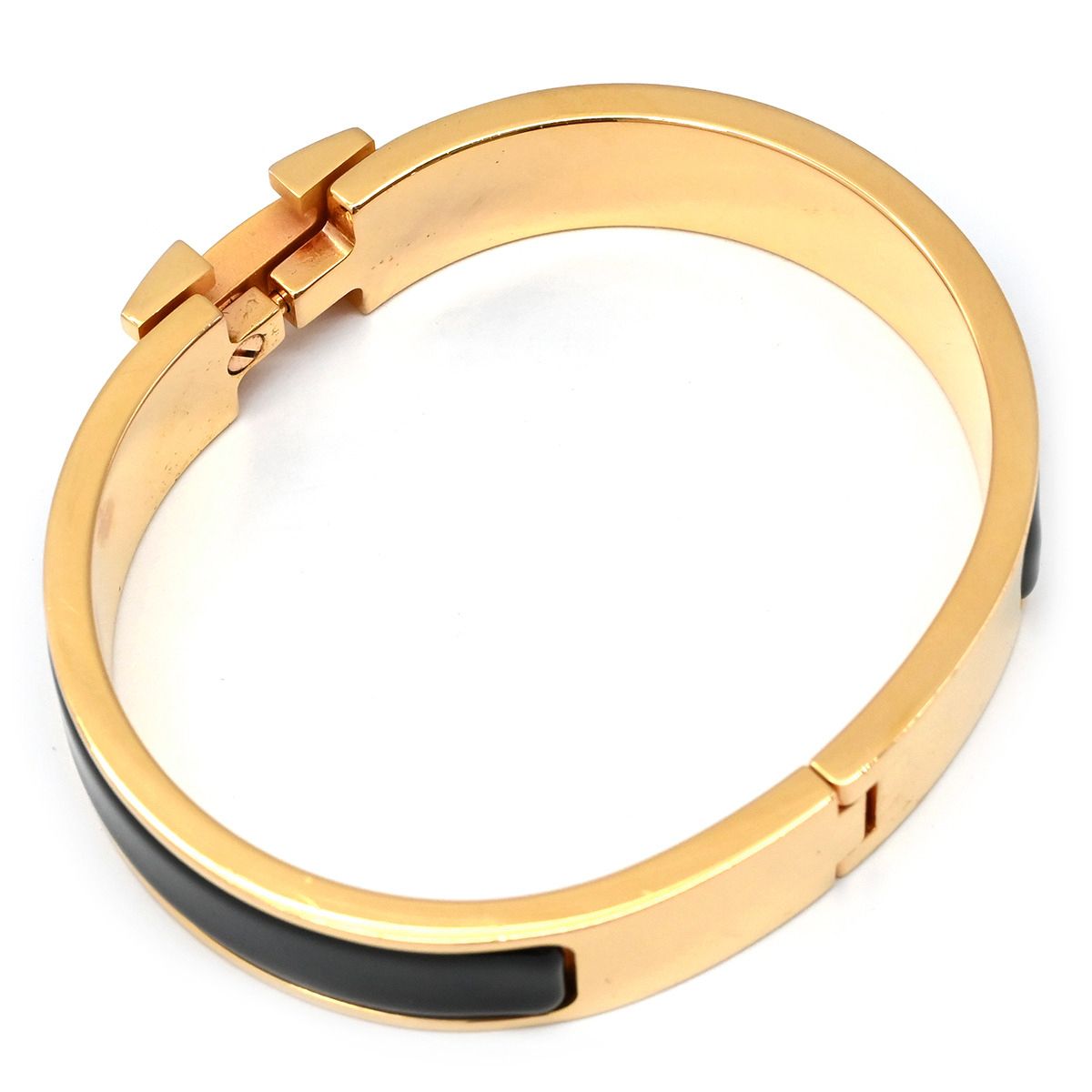 エルメス HERMES ブレスレット クリックH PM GP エナメル ブラック×ゴールド Hブレス