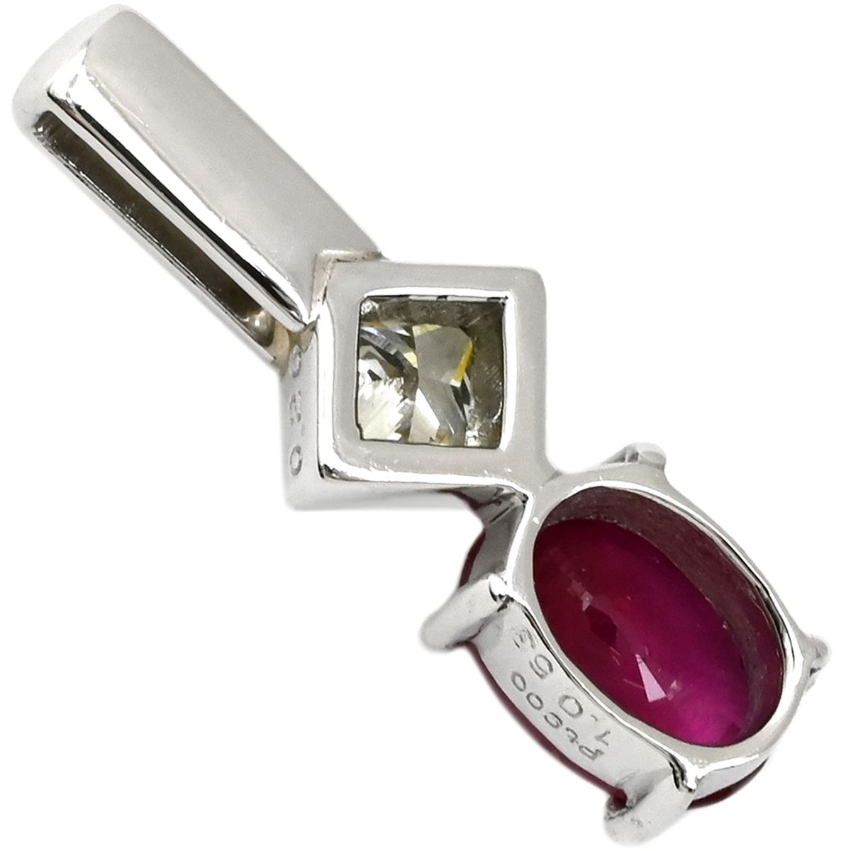 ペンダントトップ ルビー ダイヤ Pt 900 ダイヤモンド プラチナシルバー 赤 レッド ビルマ産 ネックレストップ