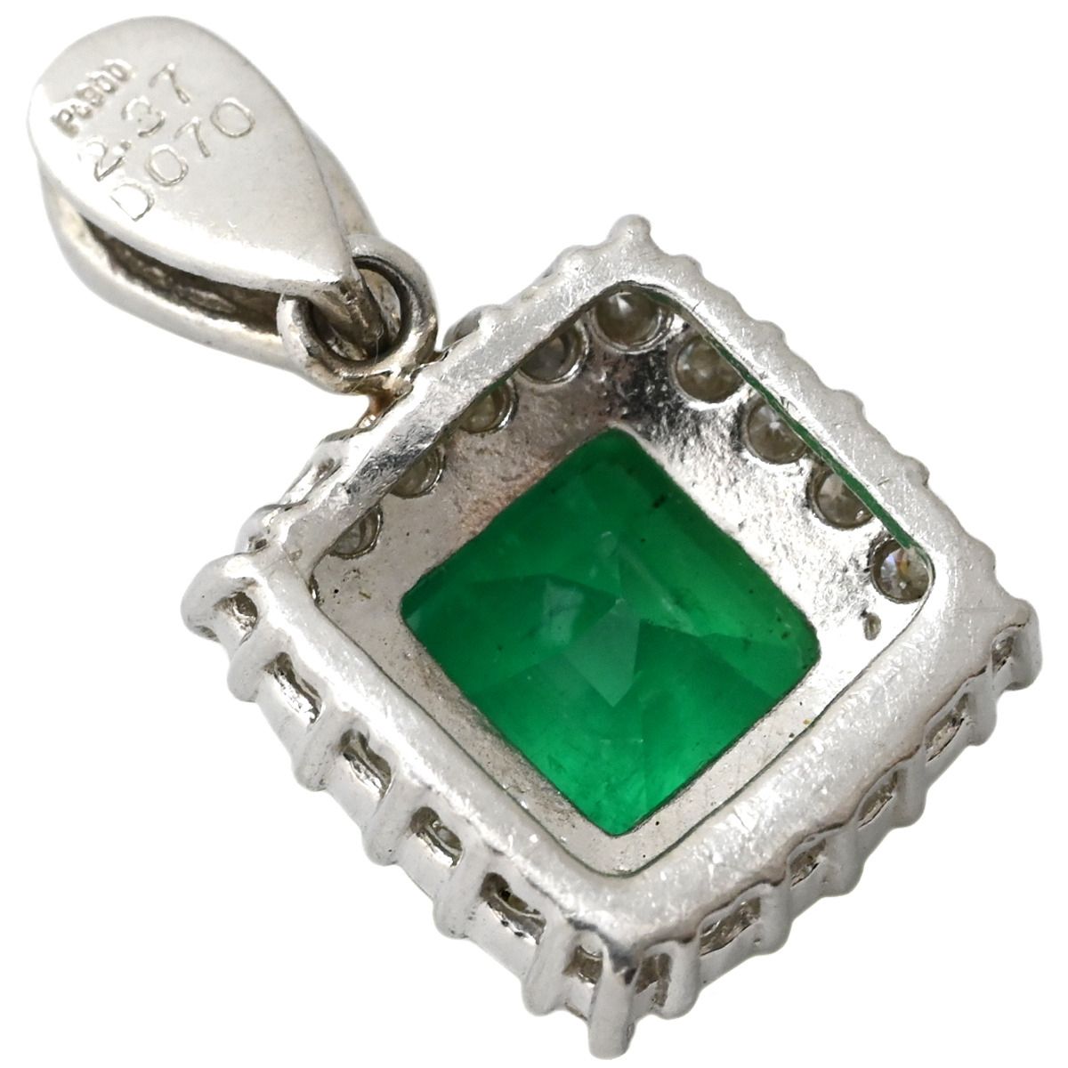 ペンダントトップ エメラルド ダイヤ Pt 900 ダイヤモンド プラチナシルバー 緑 コロンビア産 ネックレストップ スクエア
