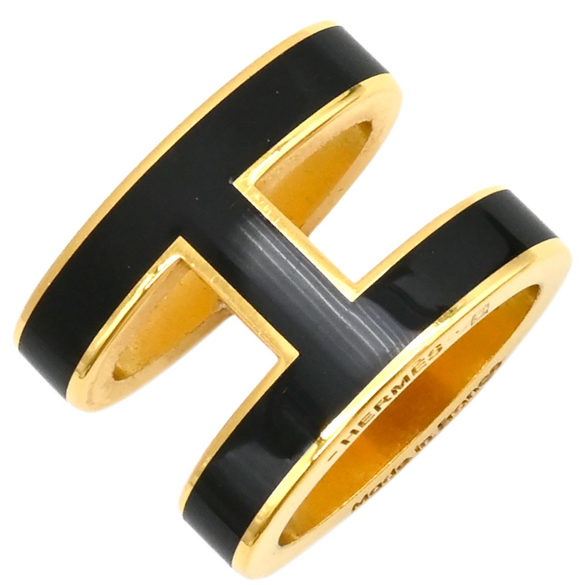 エルメス HERMES ペンダントトップ ポップアッシュ GP ラッカー ブラック×ゴールド Hモチーフ ネックレストップ