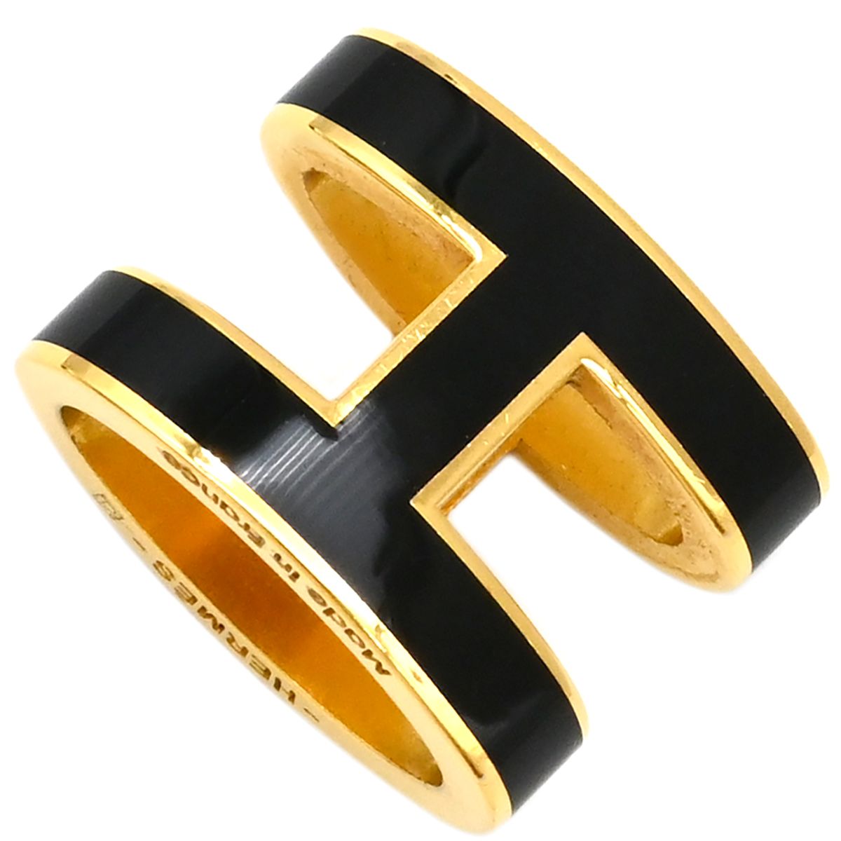 エルメス HERMES ペンダントトップ ポップアッシュ GP ラッカー ブラック×ゴールド Hモチーフ ネックレストップ