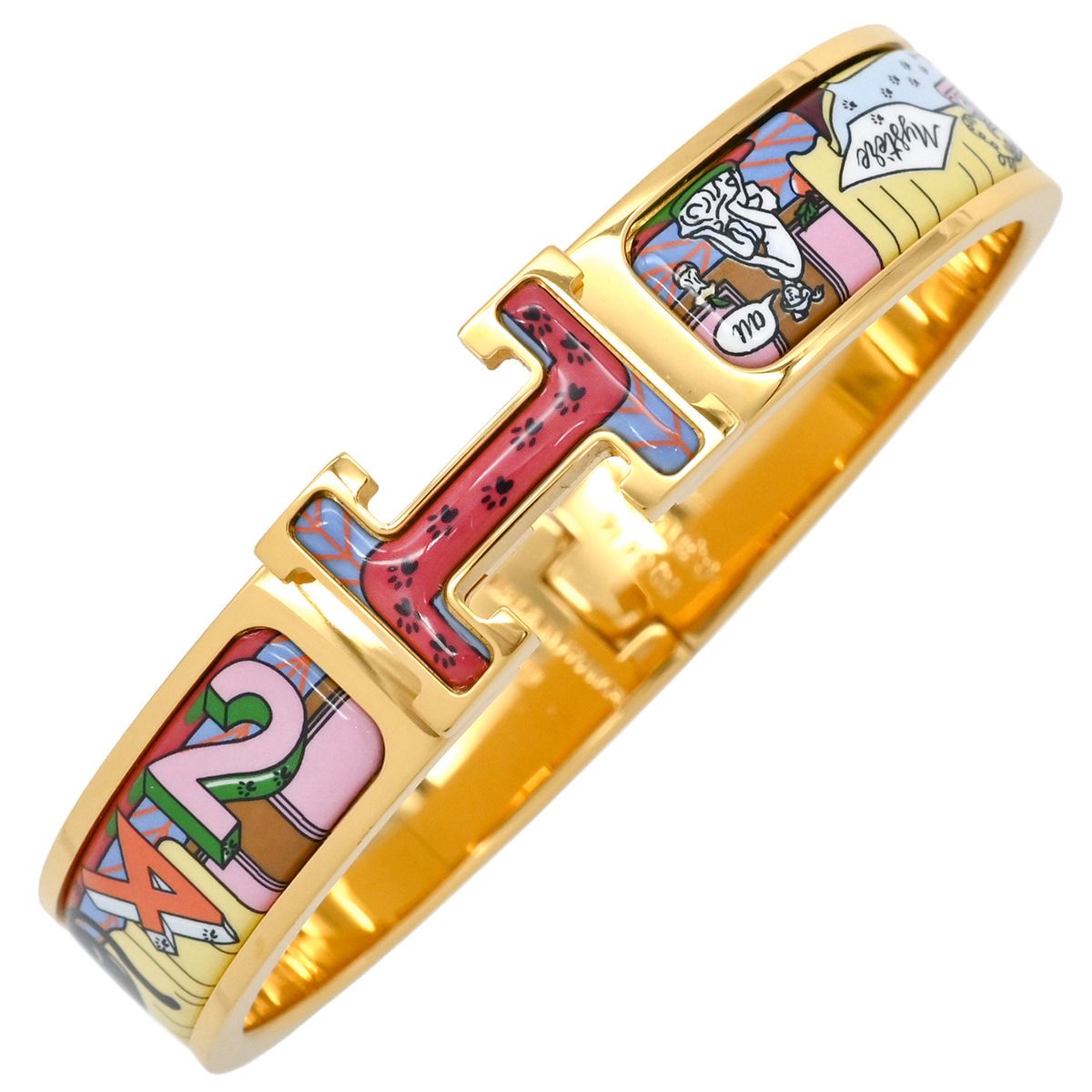 エルメス HERMES ブレスレット クリックH PM 24番地のミステリー GP エナメル マルチ Xゴールド Hブレス バングル 箱