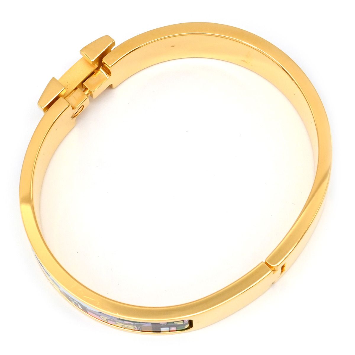 エルメス HERMES ブレスレット クリックH PM 24番地のミステリー GP エナメル マルチ Xゴールド Hブレス バングル 箱