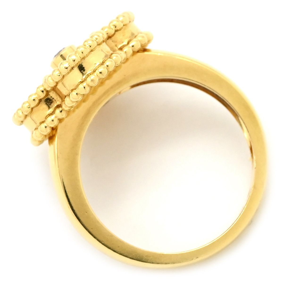 ヴァンクリーフアーペル Van Cleef - Arpels リング 指輪 ヴィンテージ アルハンブラ K 18 YG ダイヤモンド オニキス ブラックXイエローゴールド 50 JP 10 Au 750 18金 10号 箱