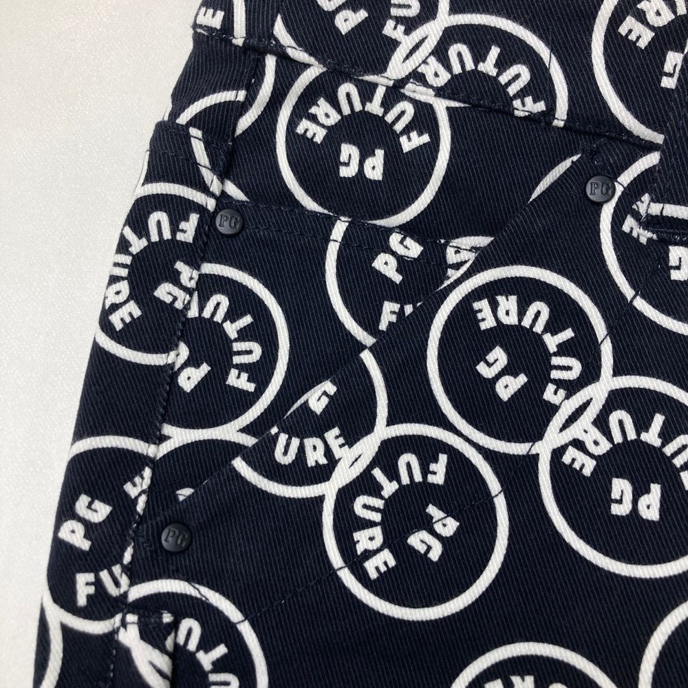  サイズ 0 PEARLY GATES パーリーゲイツ ストレッチロングパンツ PGスマイル 総柄 ネイビー系 ゴルフウェア レディース ストスト パンツ レディースウェア
