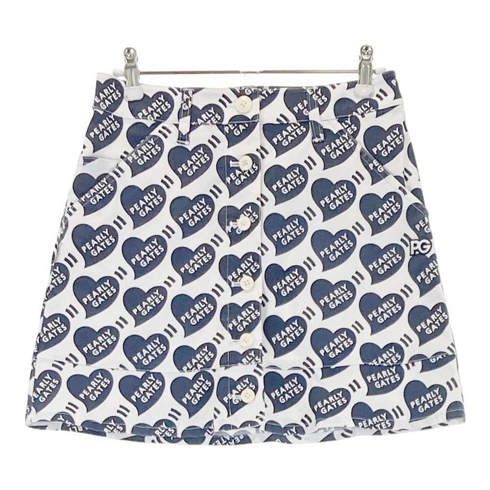 サイズ 00 PEARLY GATES パーリーゲイツ ストレッチスカート ロゴ ハート柄 ホワイト系 240101557818 ゴルフウェア レディース ストスト