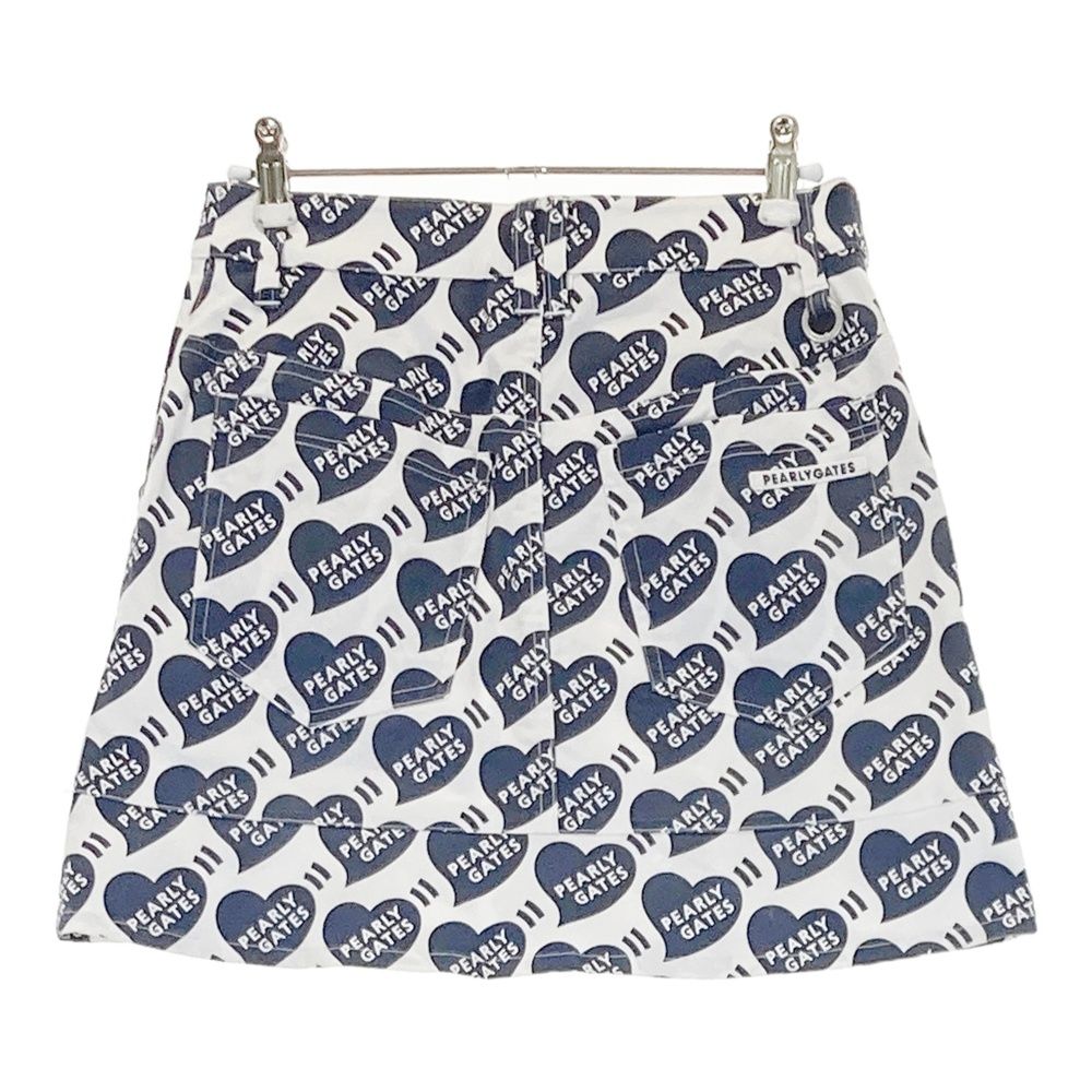 サイズ 00 PEARLY GATES パーリーゲイツ ストレッチスカート ロゴ ハート柄 ホワイト系 ゴルフウェア レディース ストスト
