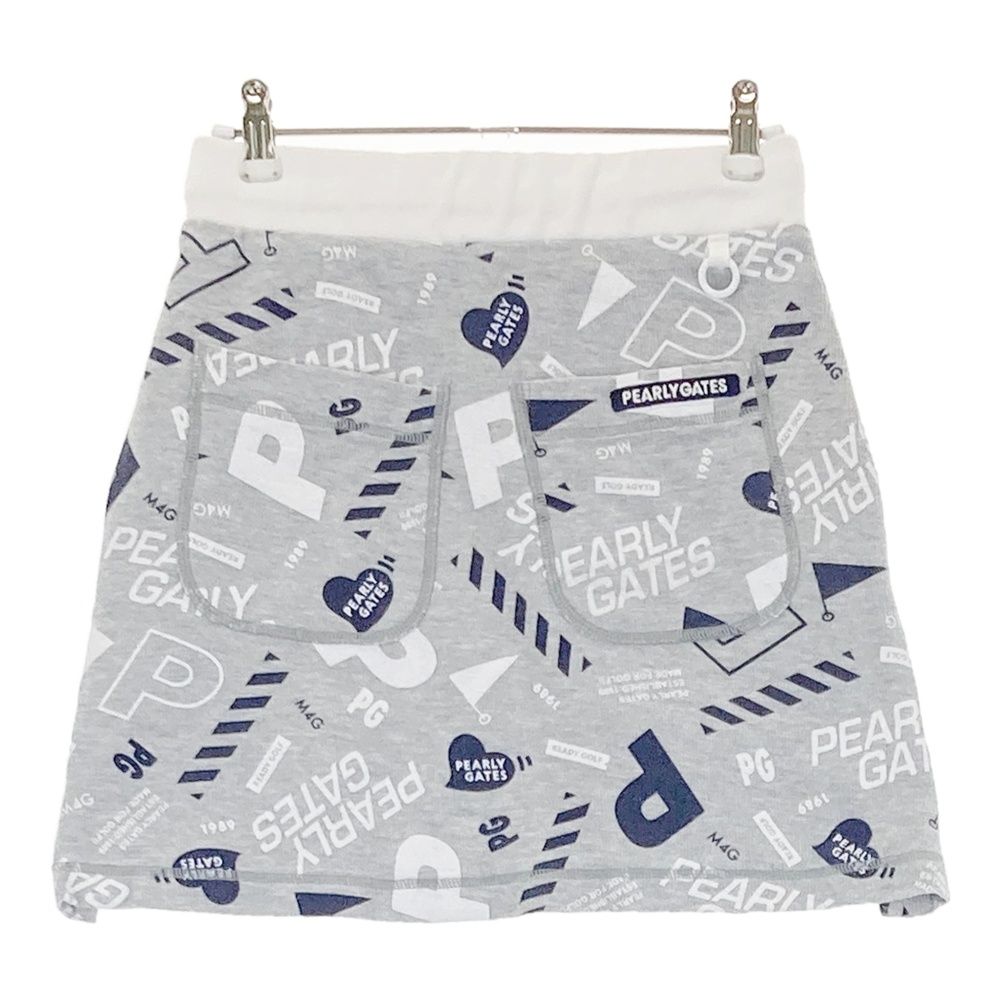 サイズ 00 PEARLY GATES パーリーゲイツ スカート ロゴ総柄 グレー系 ゴルフウェア レディース ストスト
