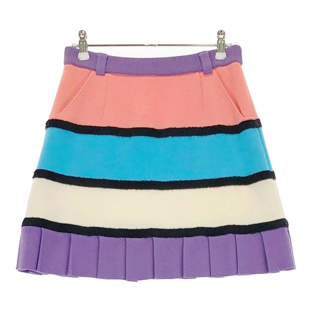 サイズ 38 ARCHIVIO アルチビオ A216027 ウール混 ニットスカート ボーダー柄 パープル系 240101558153 ゴルフウェア レディース ストスト