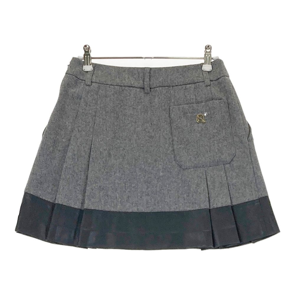 サイズ：36 ARCHIVIO アルチビオ ウール混 スカート レザー切替 グレー