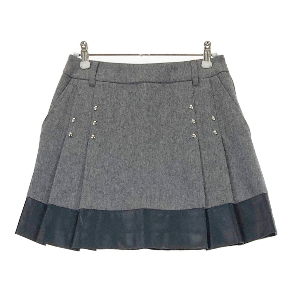 サイズ：36 ARCHIVIO アルチビオ ウール混 スカート レザー切替 グレー