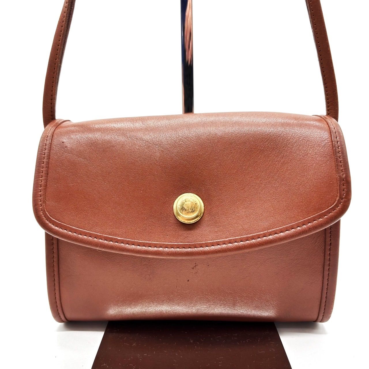 良品】 old coach y2k turn lock shoulderbag brown gold ladies men