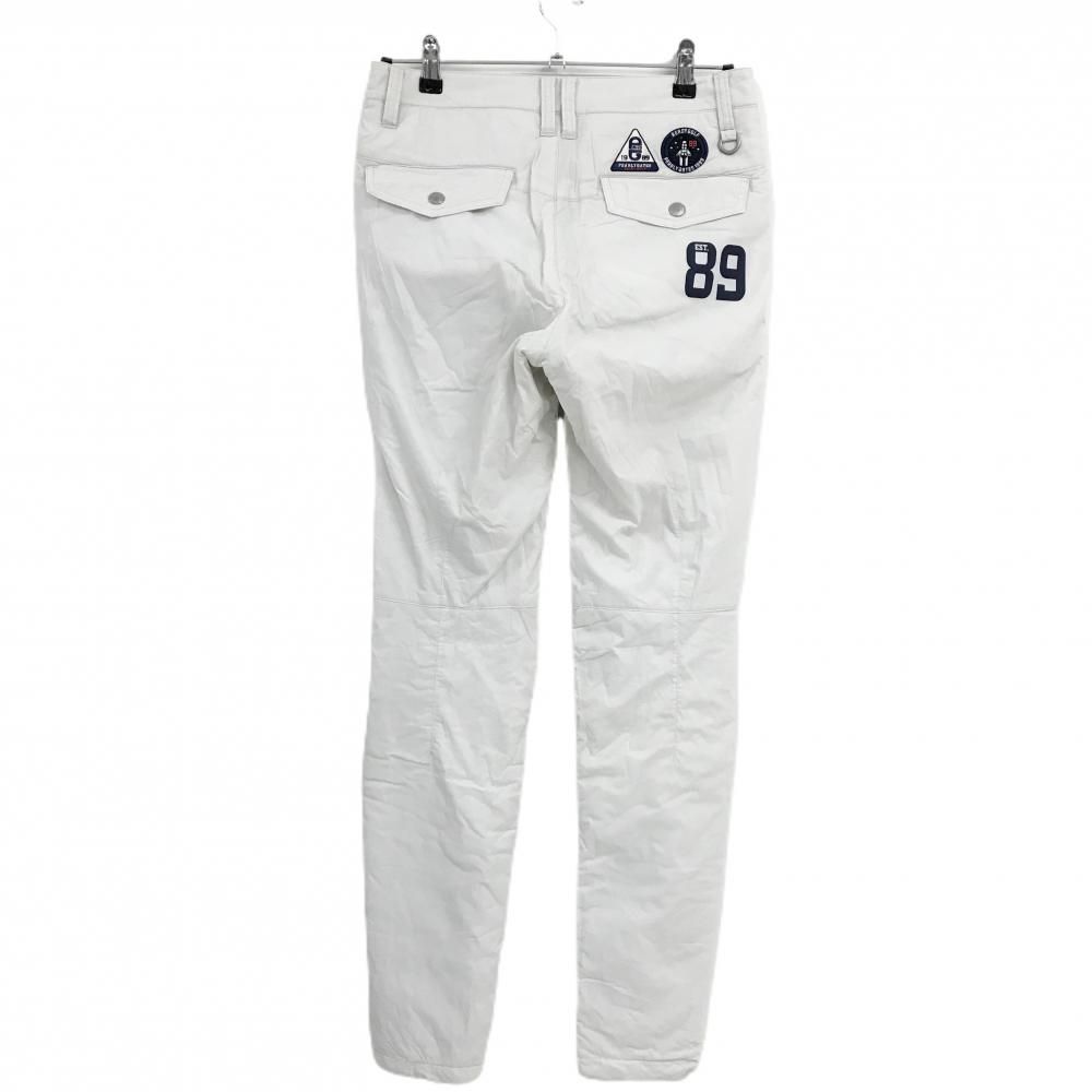 パーリーゲイツ 中綿パンツ 白 宇宙ワッペン刺しゅう ティー装着可 レディース 0 S ゴルフウェア PEARLY GATES