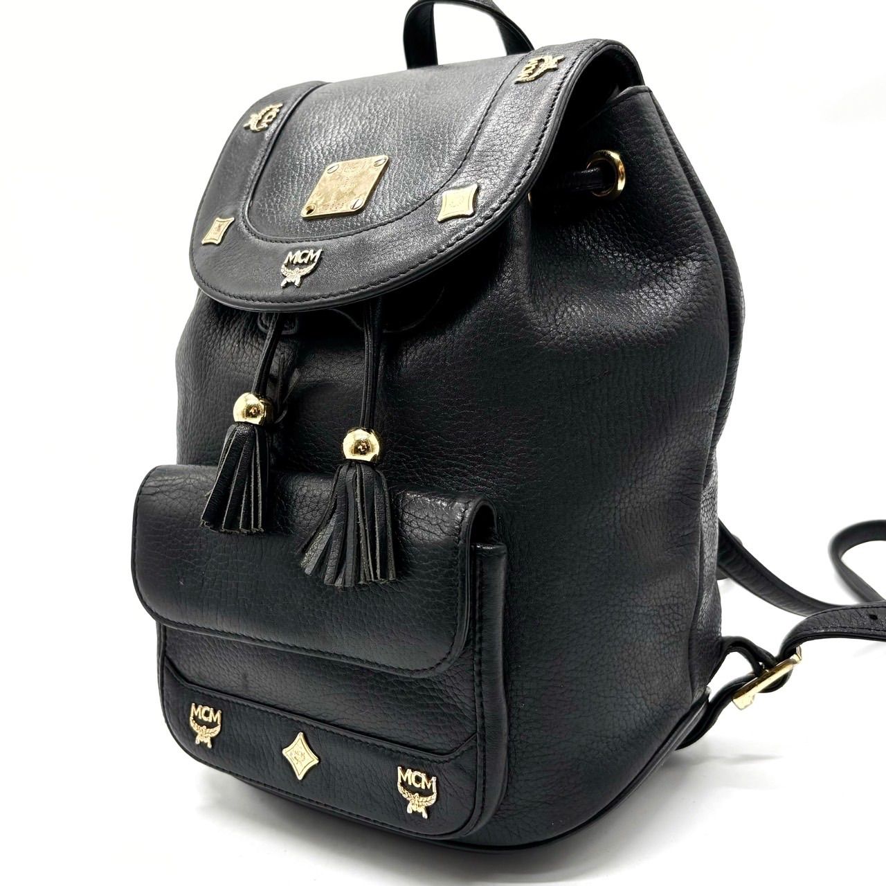 良品】 mcm エムシーエム リュック バッグパック ショルダー レザー 