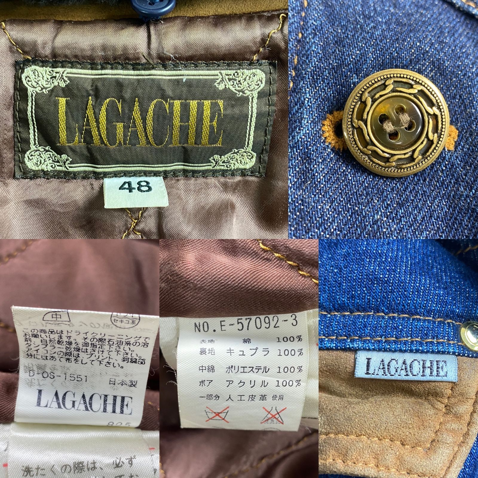 ラガチェ ブルゾン デニムジャケット レアー 刺しゅう ファー LAGACHE 