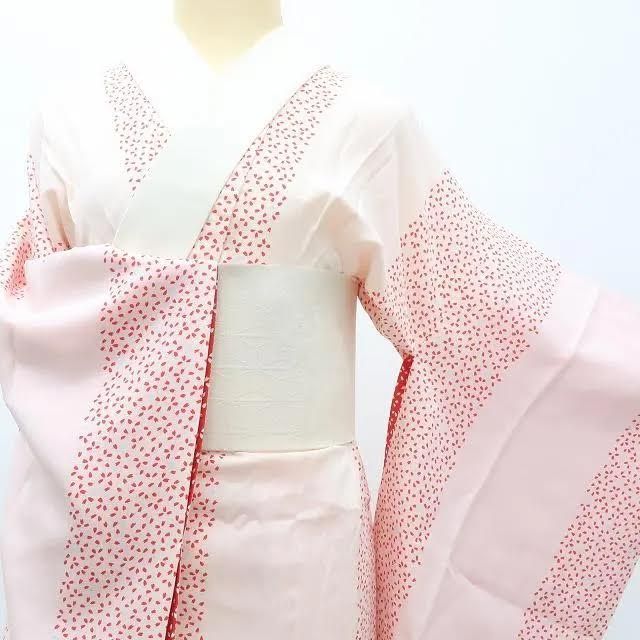 百華❀Y3632◇美品 正絹 単衣 袖無双 居敷当て付 手縫い仕立て 桜