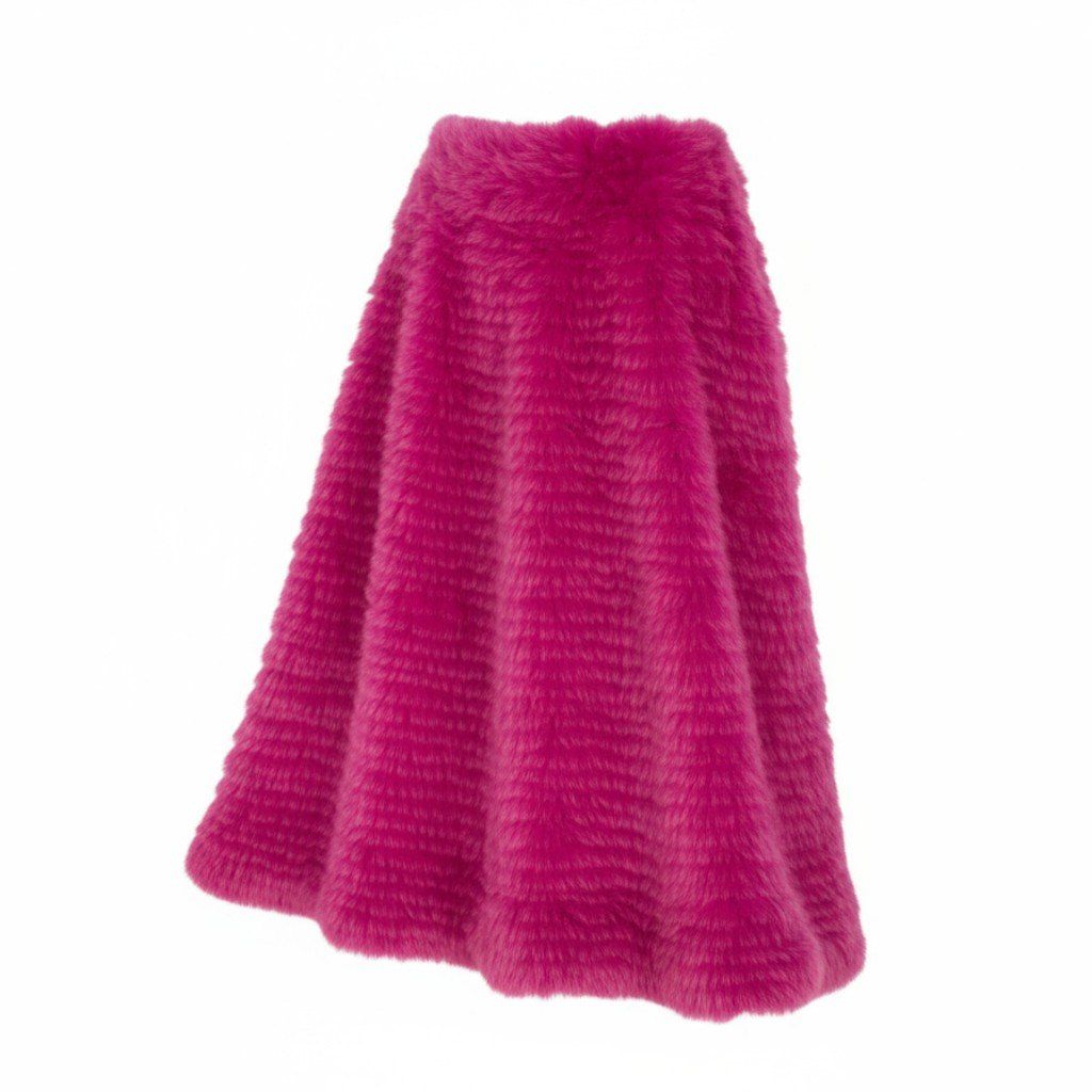 27k24 TESS 染めフォックスファー ロングスカート ピンク 最 本毛皮 FOX FUR リアルファーt18r