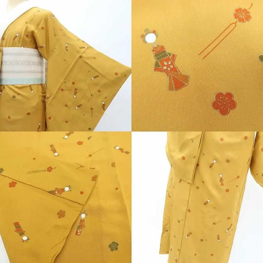 Y1973◇美品 正絹 単衣 やまと誂製 半襟・居敷当付 袖無双 長襦袢 着物 百華❀Y3634◇美品 正絹 単衣 やまと誂製 袖無双 居敷当て・半襟付